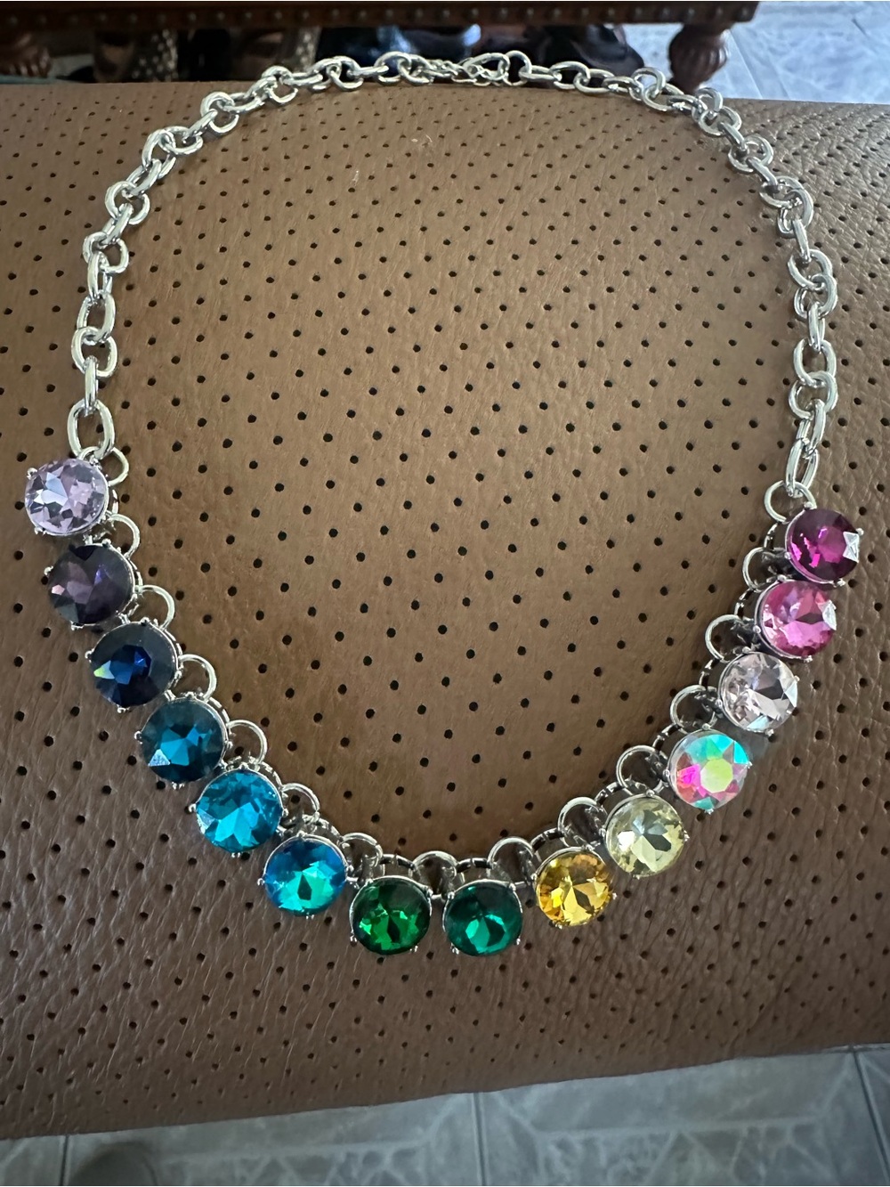 Multicolor Rainbow Crystal Statement Necklace - Women Jewelry